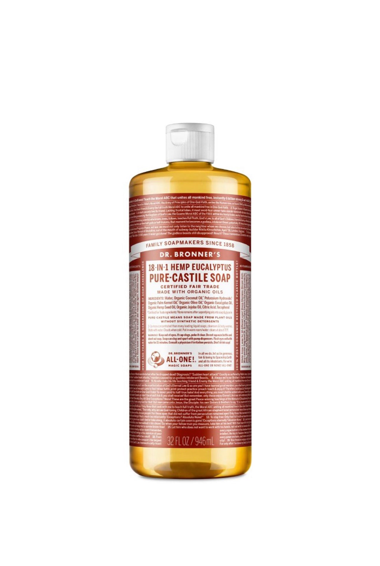 Dr. Bronner’s 18 in 1 Hemp Pure Castile Liquid Soap (32oz)