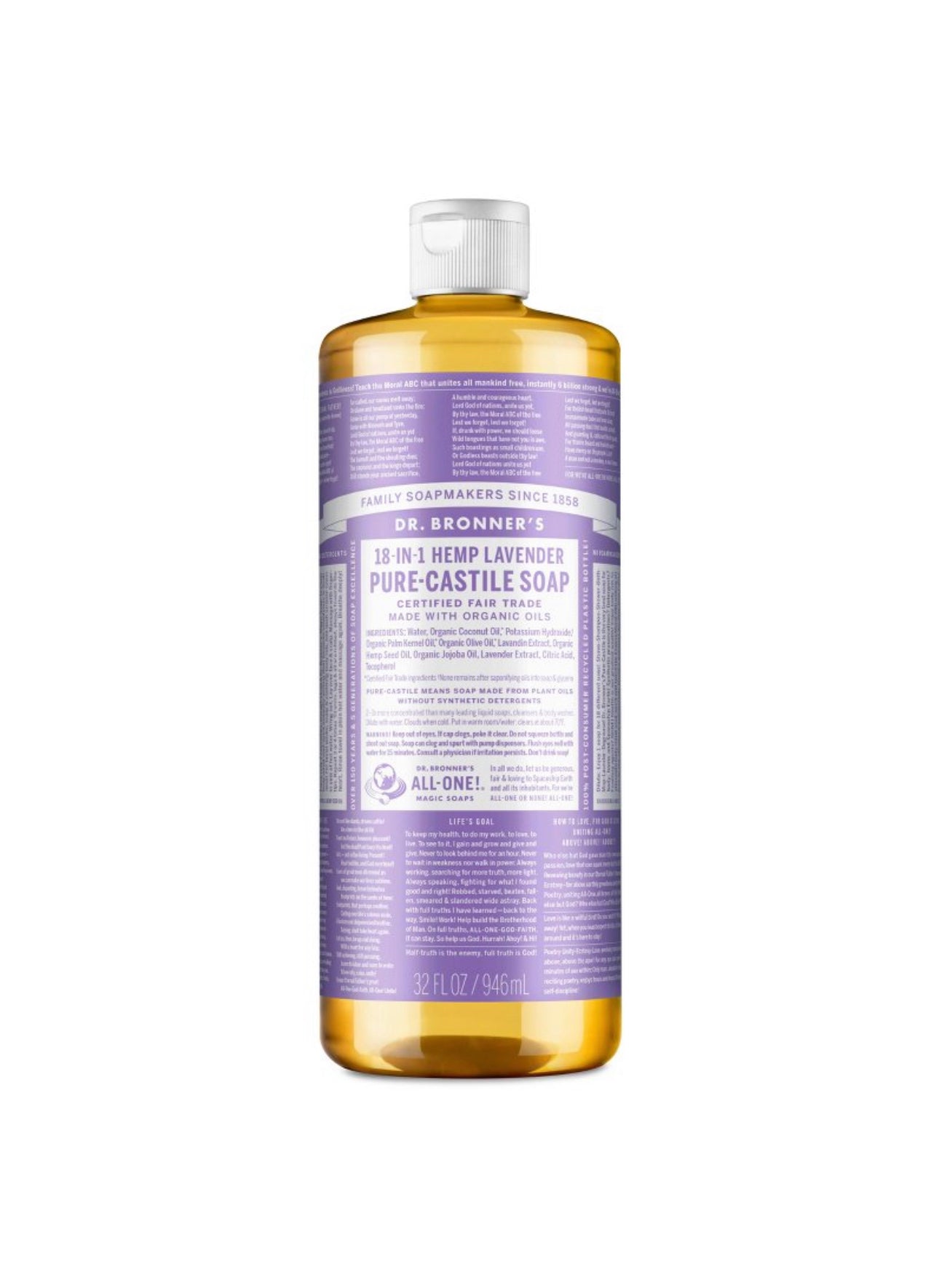 Dr. Bronner’s 18 in 1 Hemp Pure Castile Liquid Soap (32oz)