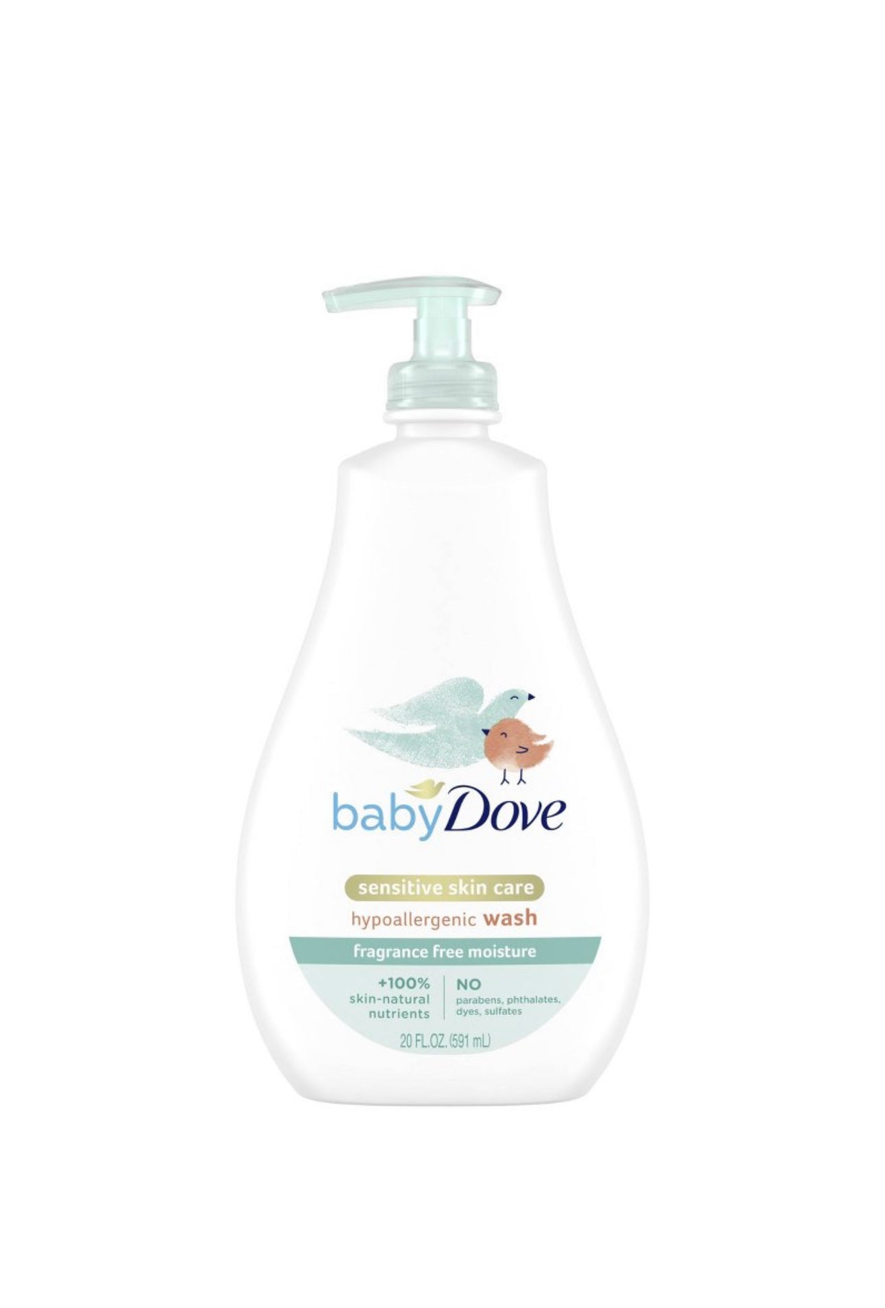 Baby Dove Fragrance Free Moisture Sensitive Skin Hypoallergenic Wash