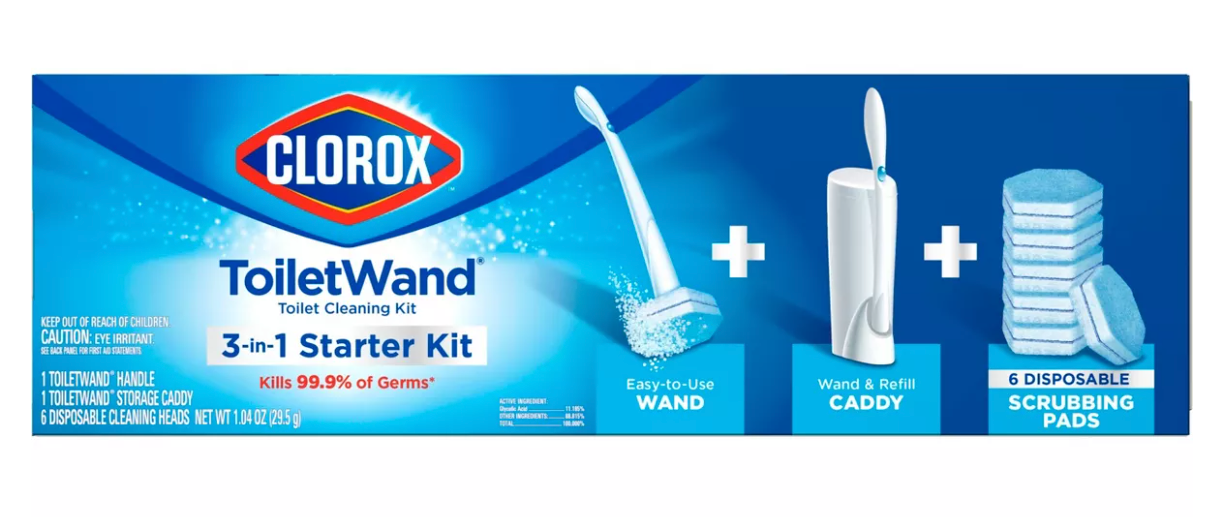 Clorox ToiletWand Disposable Toilet Cleaning System - ToiletWand Storage Caddy and 6 Refill Heads